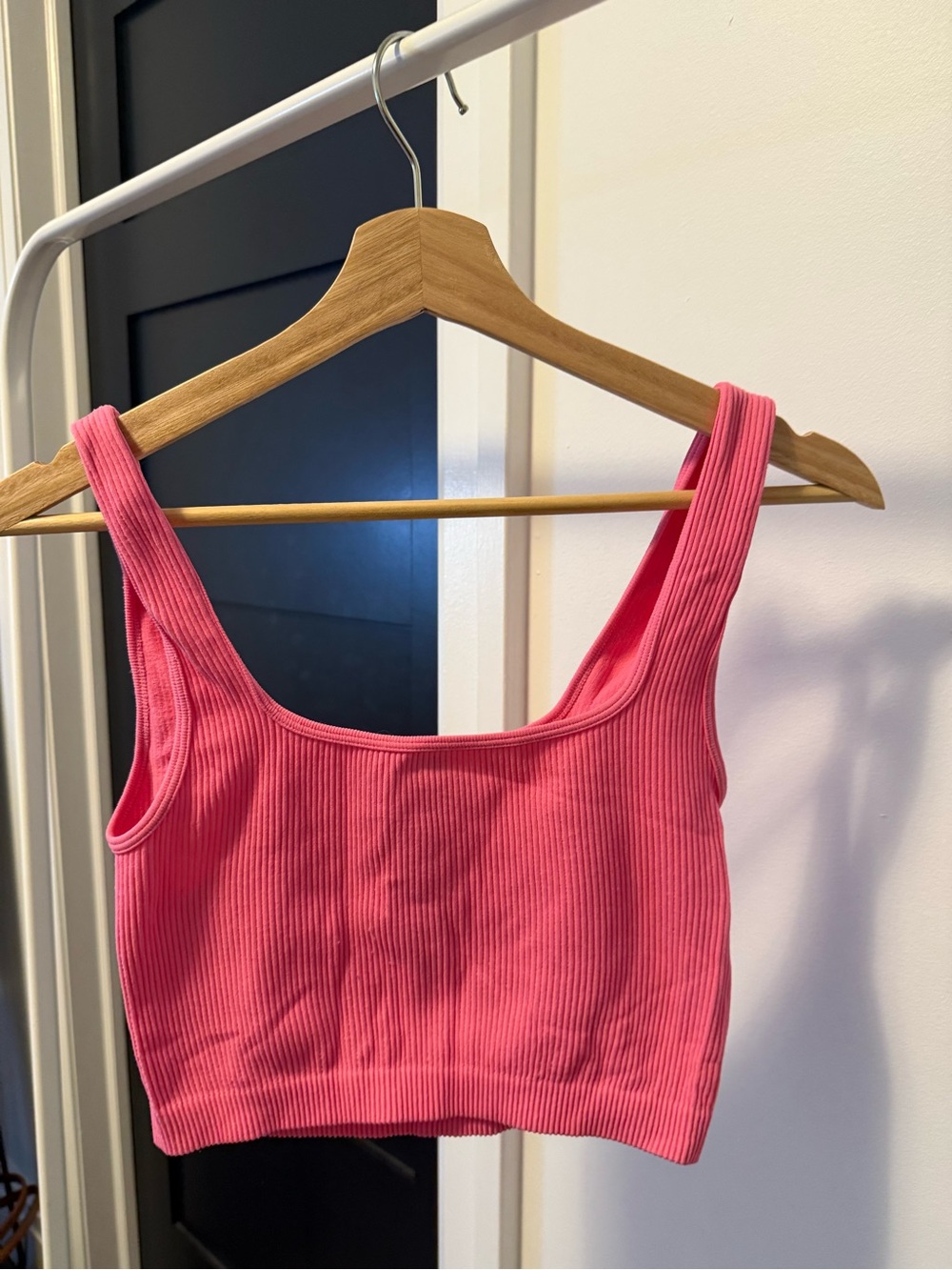 Zara Ribbed Pink Crop Tank Top